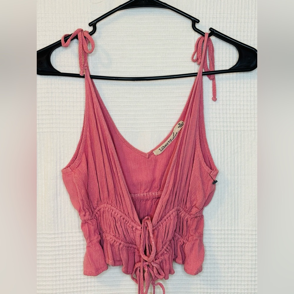 Pink Front Tie Tank